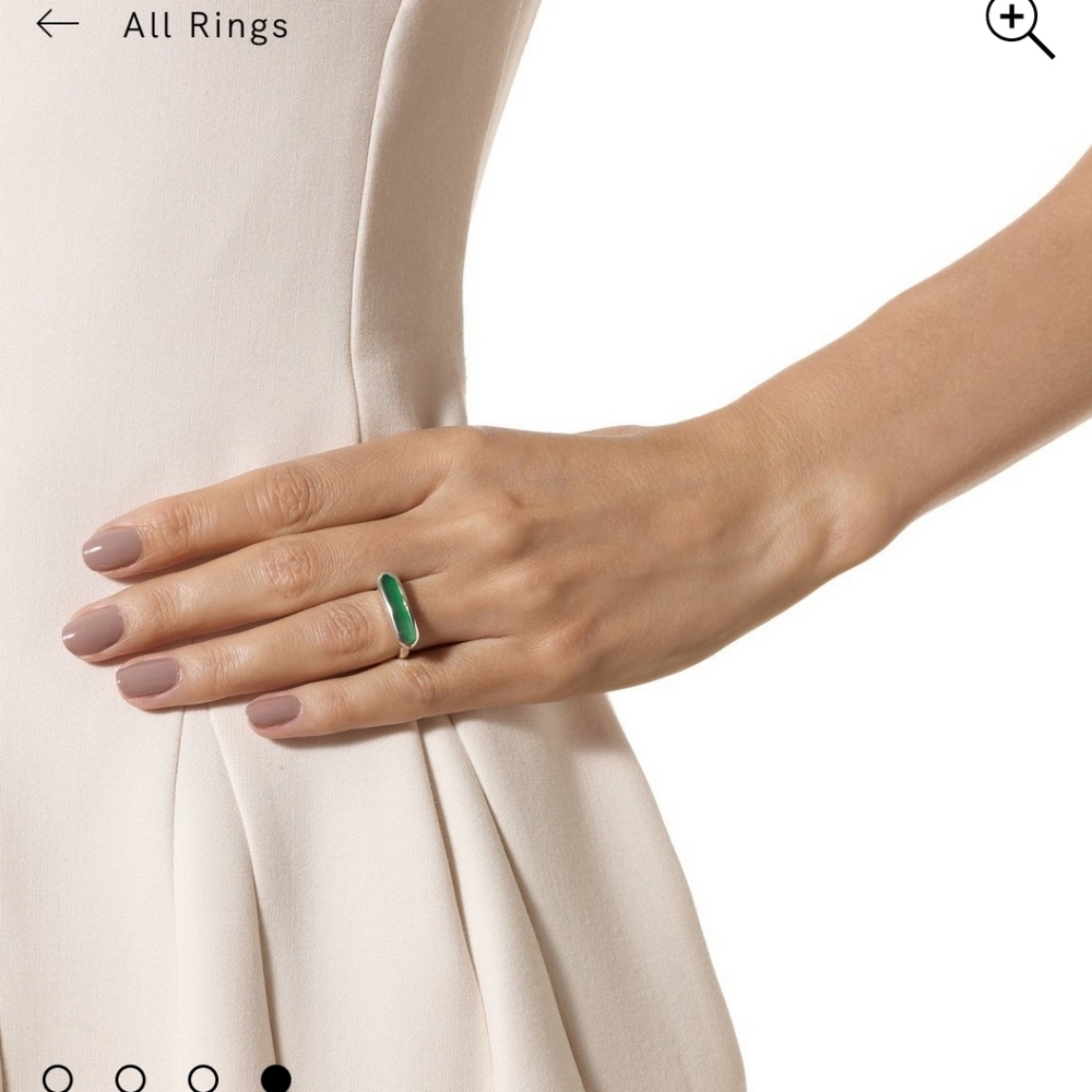 Monica vinader baja ring silver green onyx